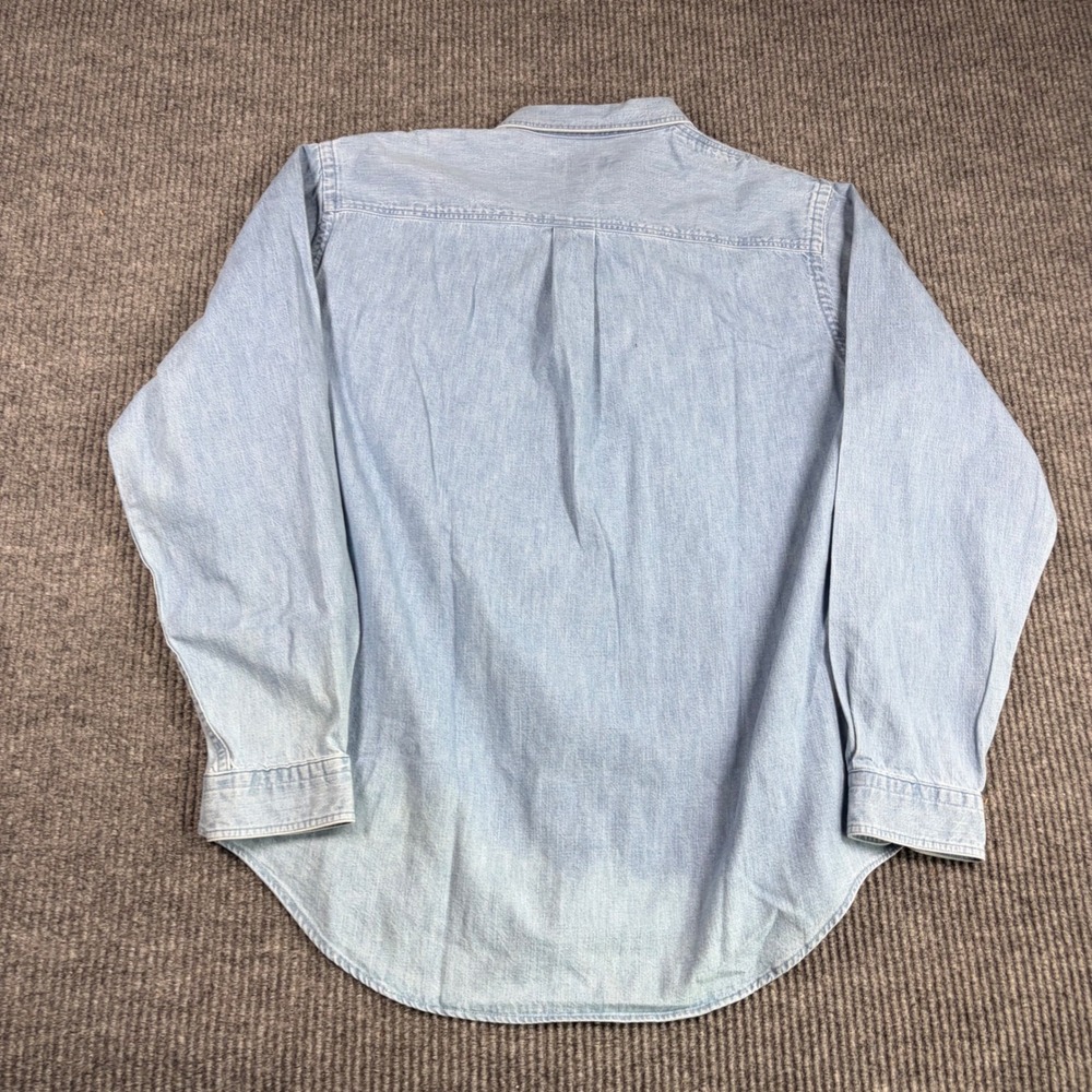 Vintage Lands End Shirt Mens L Blue Denim Button Down Long Sleeve Made in USA - Picture 4 of 6